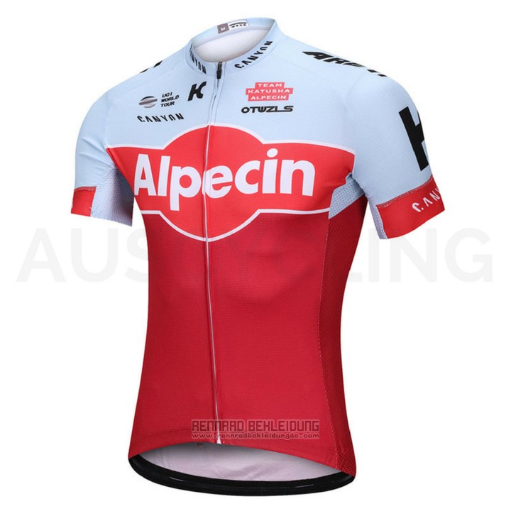 2018 Fahrradbekleidung Katusha Alpecin Rot Trikot Kurzarm und Tragerhose - zum Schließen ins Bild klicken